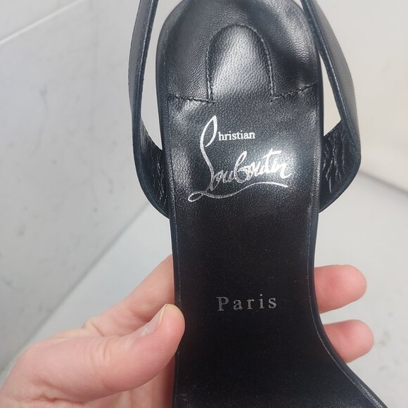 Christian Louboutin O Marylin Leather Black Strappy Heel Sandal - Picture 5 of 12